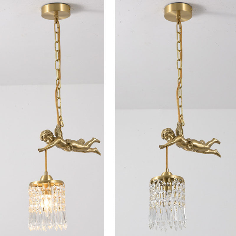 1 Light Cylinder Pendant Lighting Modern Crystal Pendant Ceiling Lights for Restaurant