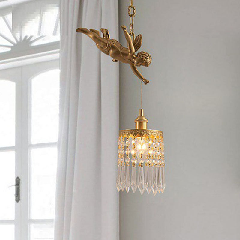 1 Light Cylinder Pendant Lighting Modern Crystal Pendant Ceiling Lights for Restaurant