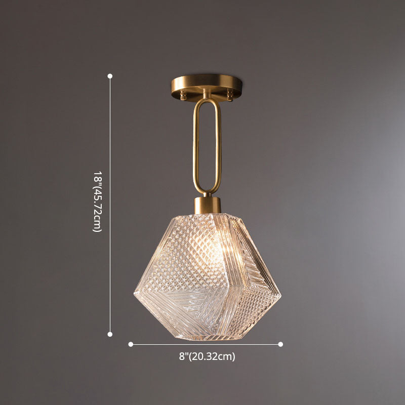 Apparecchiatura a soffitto in vetro oro in moderno supporto rhombic rame in rame in stile di lusso per spazi interni