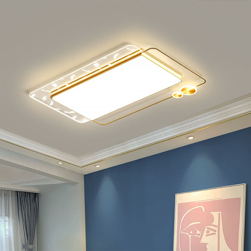 Rectangular Iron LED Flush Mount Modern Style 1 Light Ceiling Light Fixture for Living Room