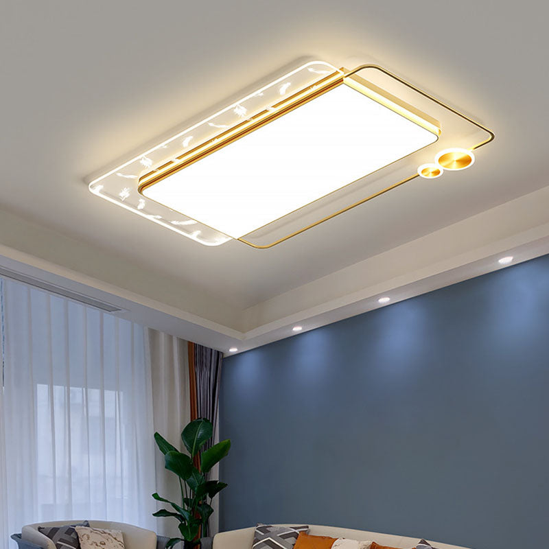 Rectangular Iron LED Flush Mount Modern Style 1 Light Ceiling Light Fixture for Living Room