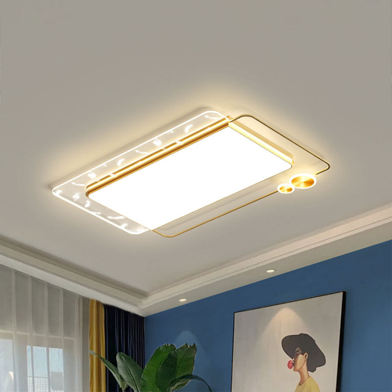 Rectangular Iron LED Flush Mount Modern Style 1 Light Ceiling Light Fixture for Living Room
