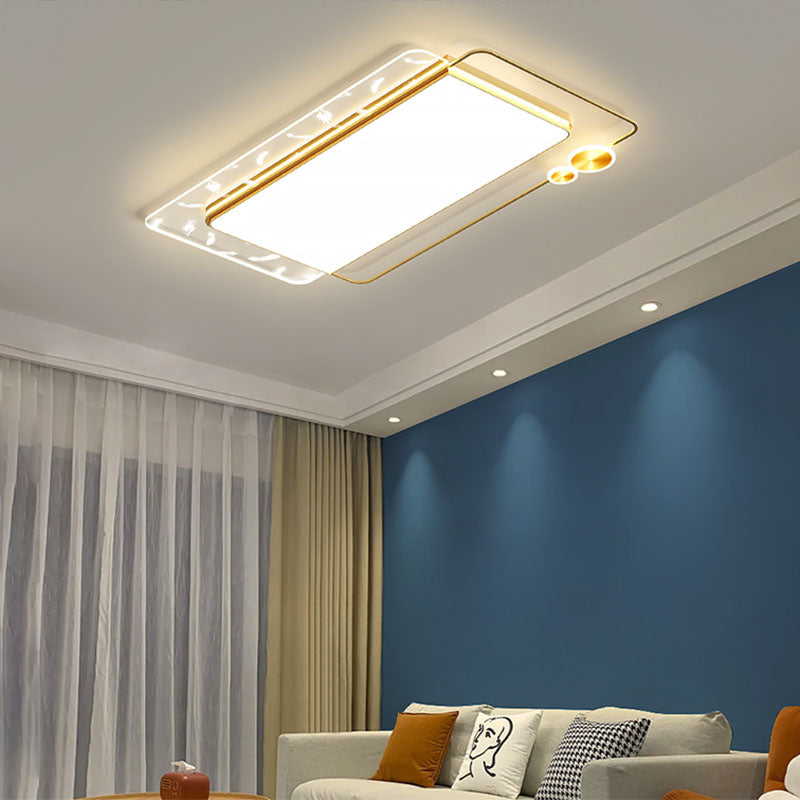Rectangular Iron LED Flush Mount Modern Style 1 Light Ceiling Light Fixture for Living Room