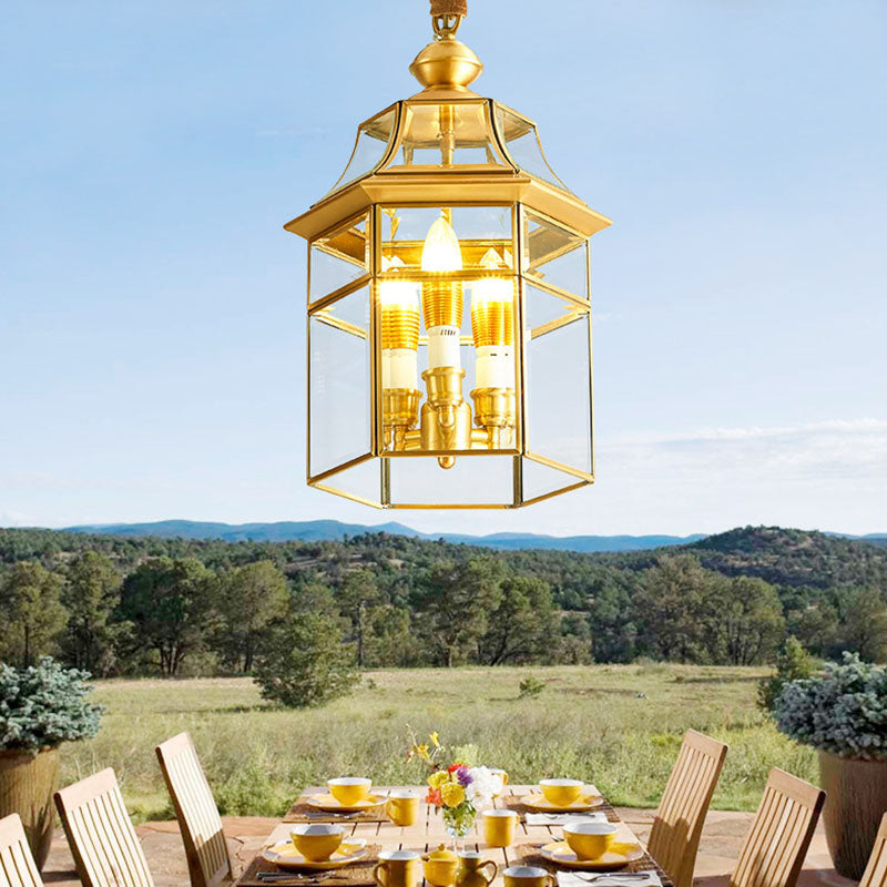 Geometric Chandelier Light Fixture Traditional Glass Pendant Lighting for Restaurant