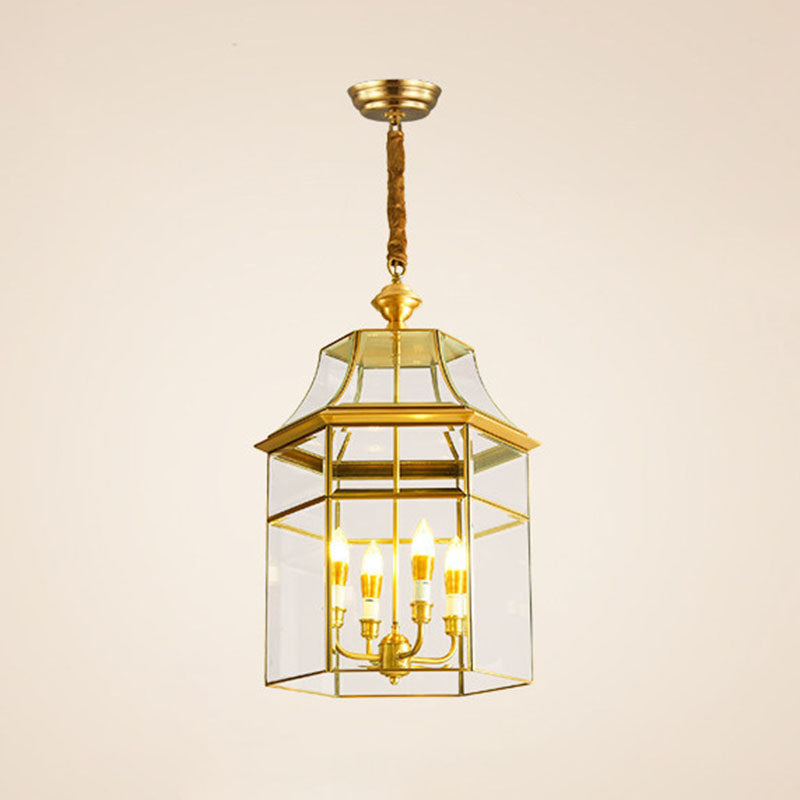 Geometric Chandelier Light Fixture Traditional Glass Pendant Lighting for Restaurant