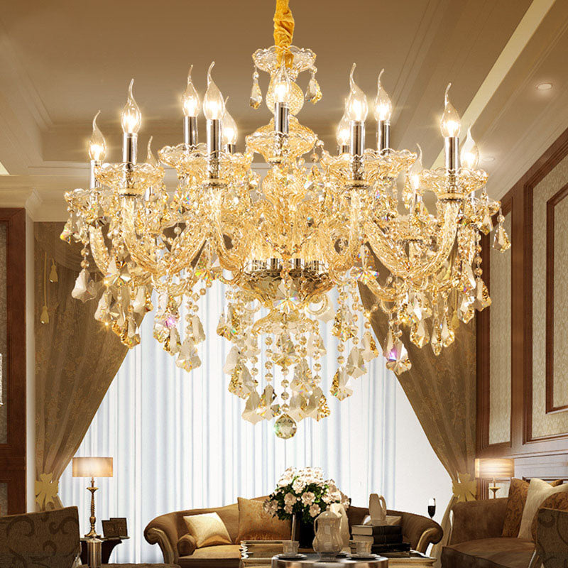 Gold Sputnik Pendant Light in Traditional Luxury Style Crystal Chandelier for Living Room