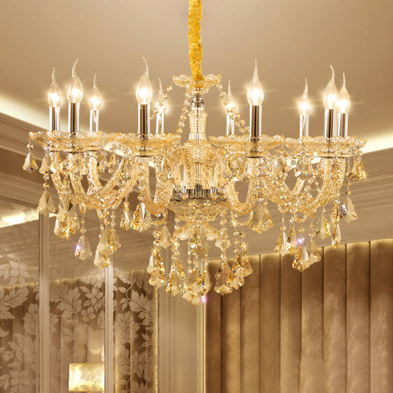 Gold Sputnik Pendant Light in Traditional Luxury Style Crystal Chandelier for Living Room