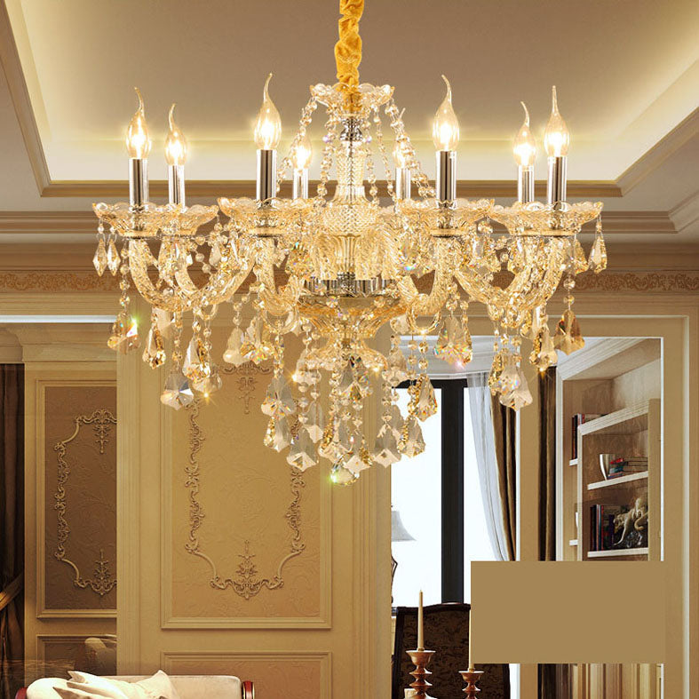 Gold Sputnik Pendant Light in Traditional Luxury Style Crystal Chandelier for Living Room