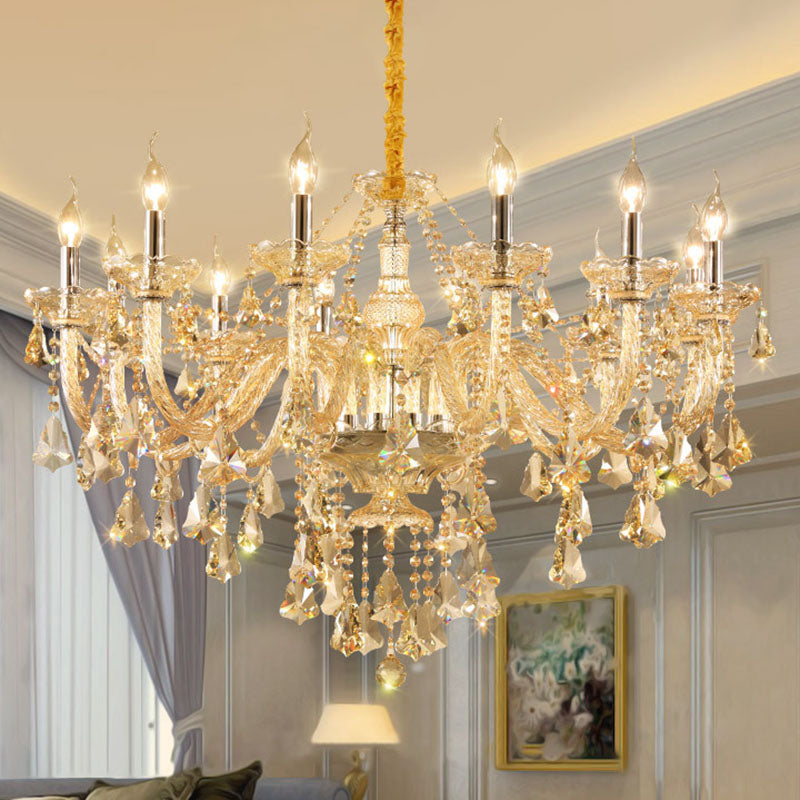 Gold Sputnik Pendant Light in Traditional Luxury Style Crystal Chandelier for Living Room