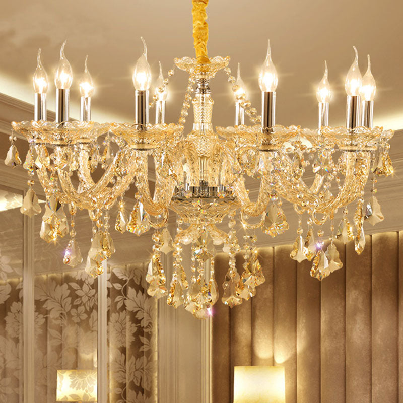 Gold Sputnik Pendant Light in Traditional Luxury Style Crystal Chandelier for Living Room