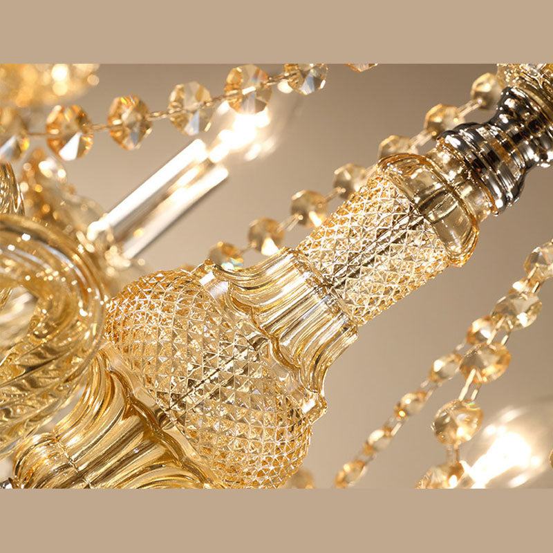 Gold Sputnik Pendant Light in Traditional Luxury Style Crystal Chandelier for Living Room