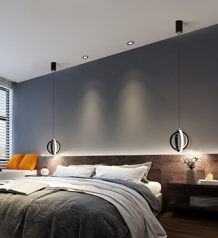 Noordse stijl cirkels gesuspendeerd verlichtingsarmatuur metalen LED Slaapkamer opknoping plafondlicht