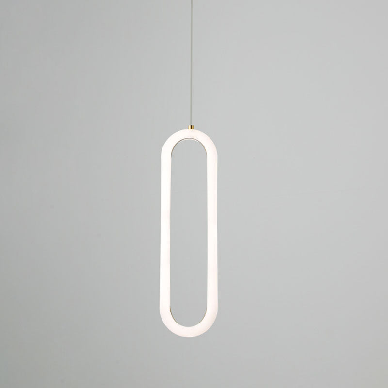 Metal Oblong Pendant Ceiling Light Simplicity Style LED Gold Ceiling Suspension Lamp