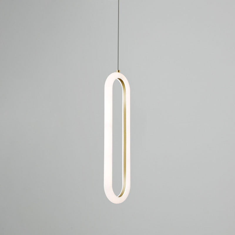 Metal Oblong Pendant Ceiling Light Simplicity Style LED Gold Ceiling Suspension Lamp