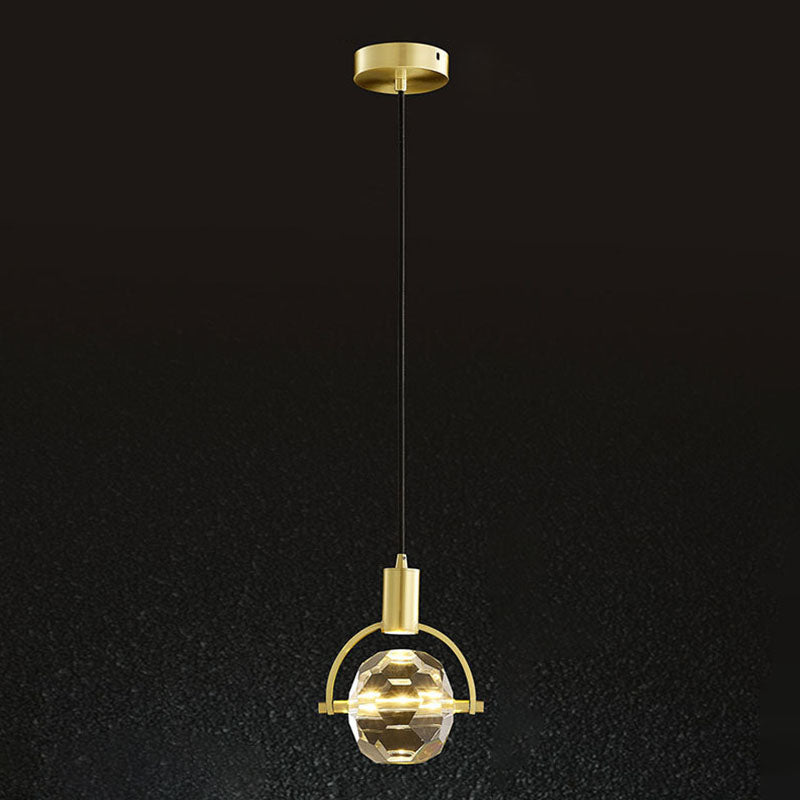 Suspension à balle à balle pendentif moderne des lumières suspendues en cristal simple pour le chevet