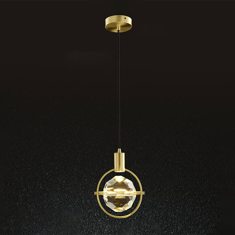 Suspension à balle à balle pendentif moderne des lumières suspendues en cristal simple pour le chevet