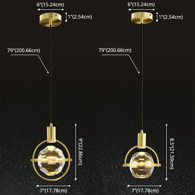 Suspension à balle à balle pendentif moderne des lumières suspendues en cristal simple pour le chevet