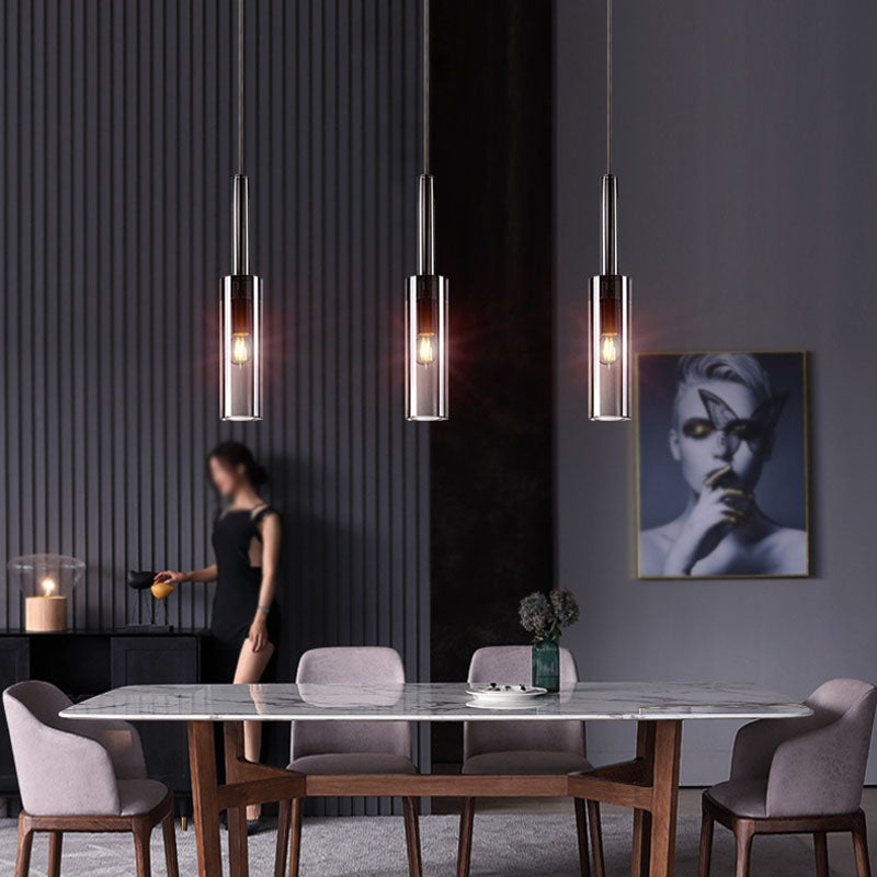 1 Light Cylinder Pendant Lighting Modern Crystal Pendant Ceiling Lights for Restaurant