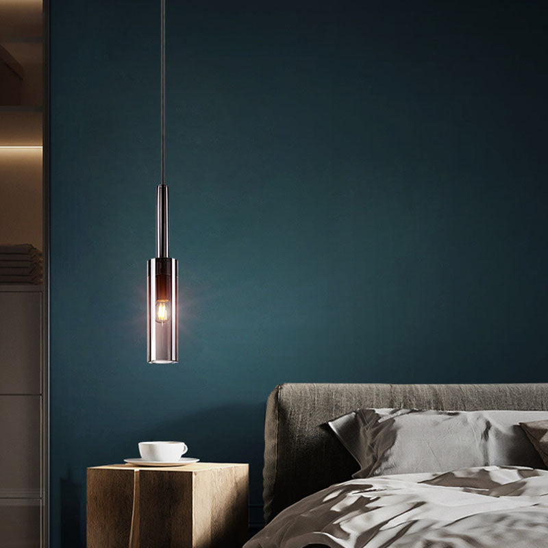 1 Light Cylinder Pendant Lighting Modern Crystal Pendant Ceiling Lights for Restaurant