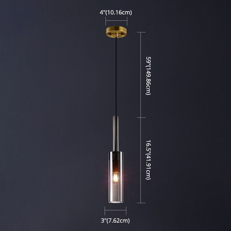 1 Light Cylinder Pendant Lighting Modern Crystal Pendant Ceiling Lights for Restaurant