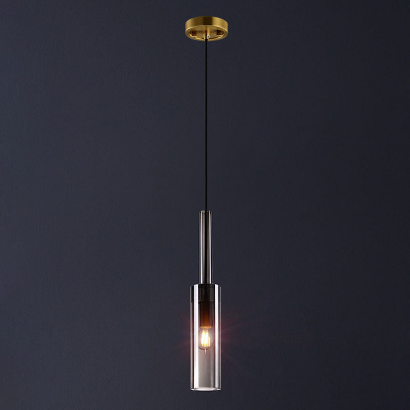 1 Light Cylinder Pendant Lighting Modern Crystal Pendant Ceiling Lights for Restaurant