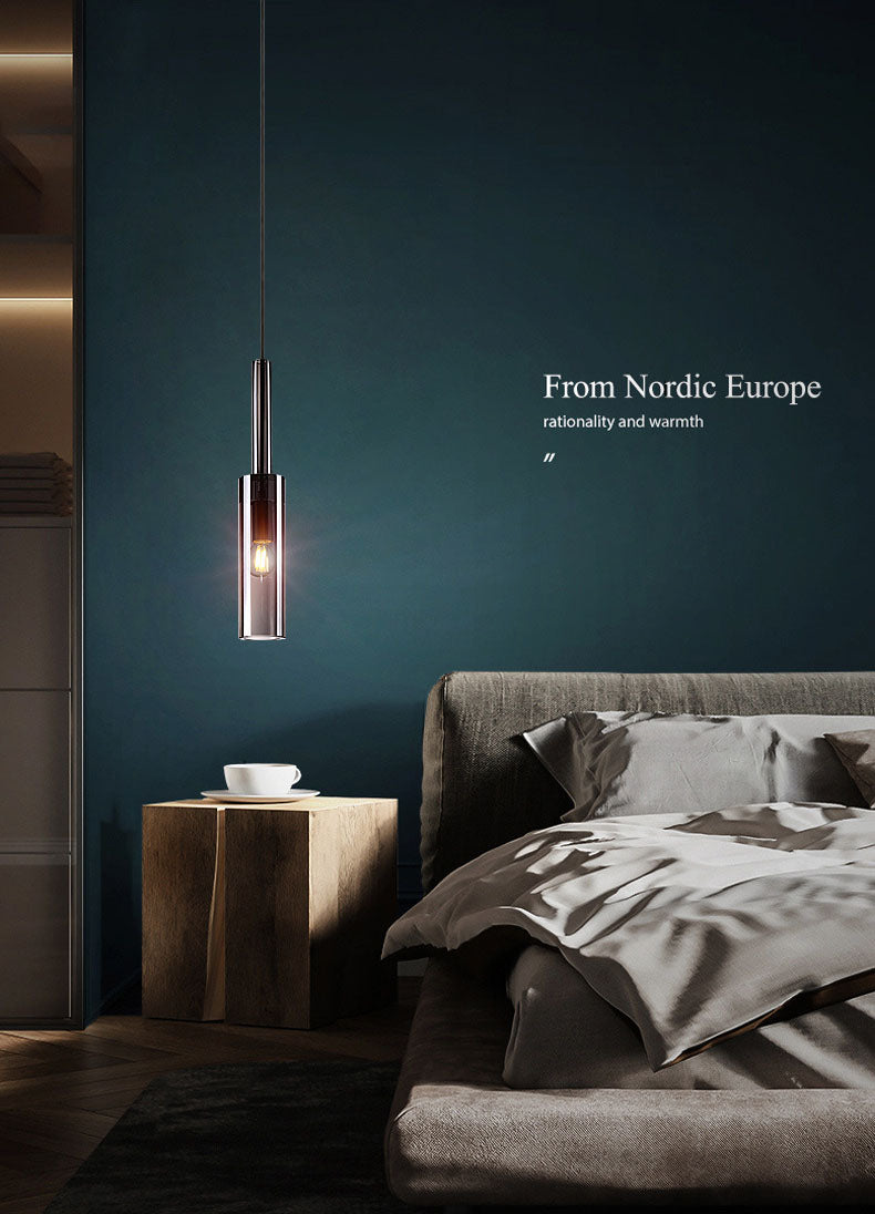 1 Light Cylinder Pendant Lighting Modern Crystal Pendant Ceiling Lights for Restaurant