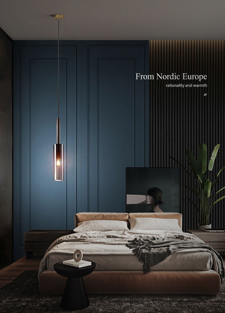 1 Light Cylinder Pendant Lighting Modern Crystal Pendant Ceiling Lights for Restaurant