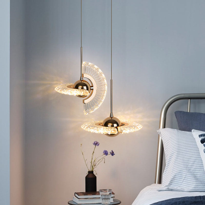 1 Light Plate Hanging Ceiling Light Modern Acrylic Ceiling Light with Hanging Cord for Bedside