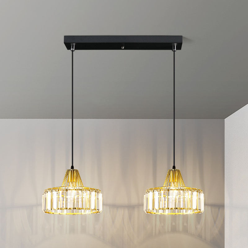 Moderne luxe hanglampje smeed smeedijzeren koepelhanglamp met kristalschaduw