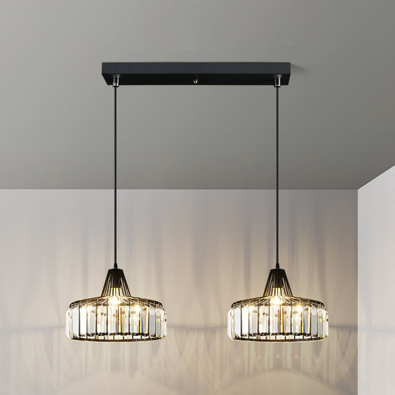 Moderne luxe hanglampje smeed smeedijzeren koepelhanglamp met kristalschaduw