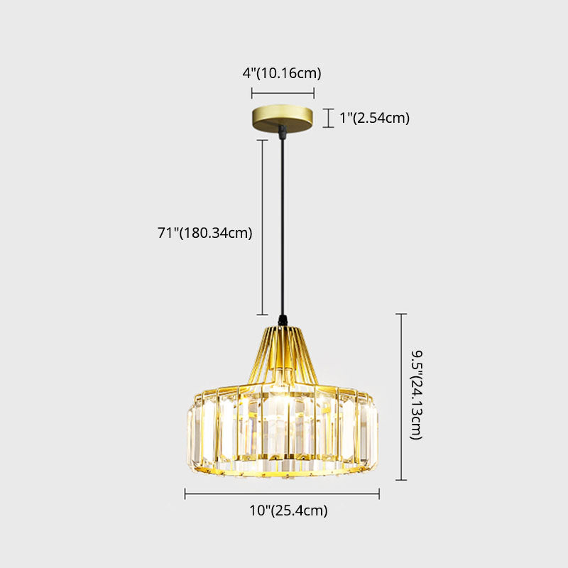Moderne luxe hanglampje smeed smeedijzeren koepelhanglamp met kristalschaduw