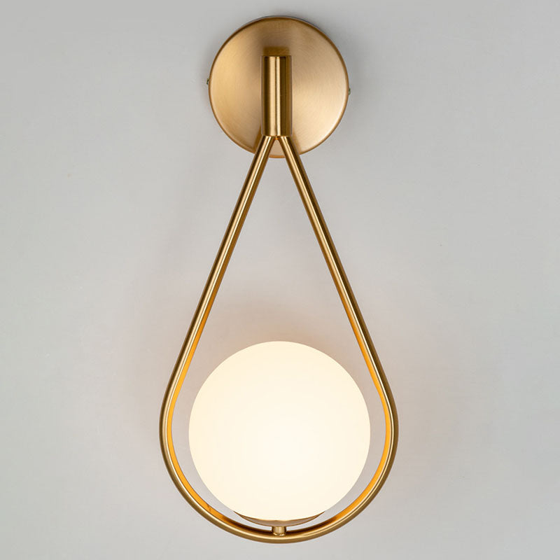 Globe Glass Wall Sconce in Modern Simplicity Wrought Iron Wall Lamp for Interior Spaces