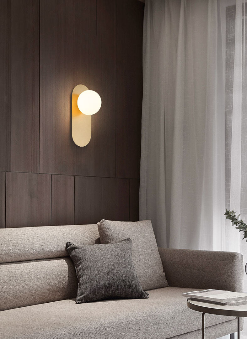 Glass Round Sconce Light Fixture Minimalist-Style Wall Mounted Light Fixture for Bedroom
