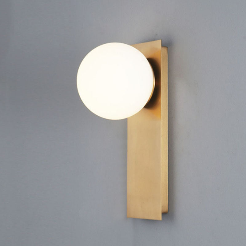 Minimalist Style Global Sconce Light Fixture Glass Bedroom Wall Lighting Fixture in Gold