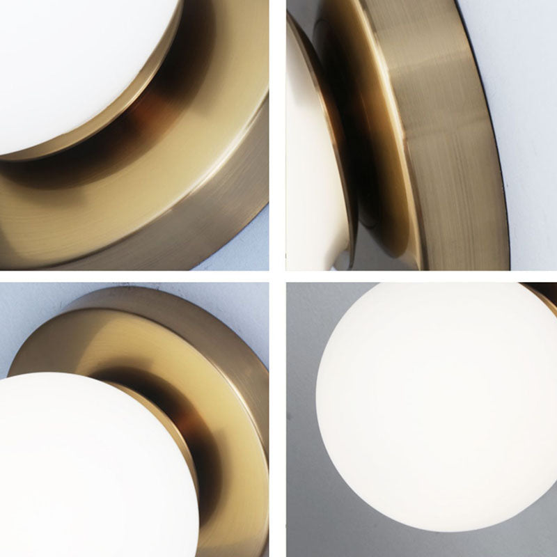 Minimalist Style Global Sconce Light Fixture Glass Bedroom Wall Lighting Fixture in Gold