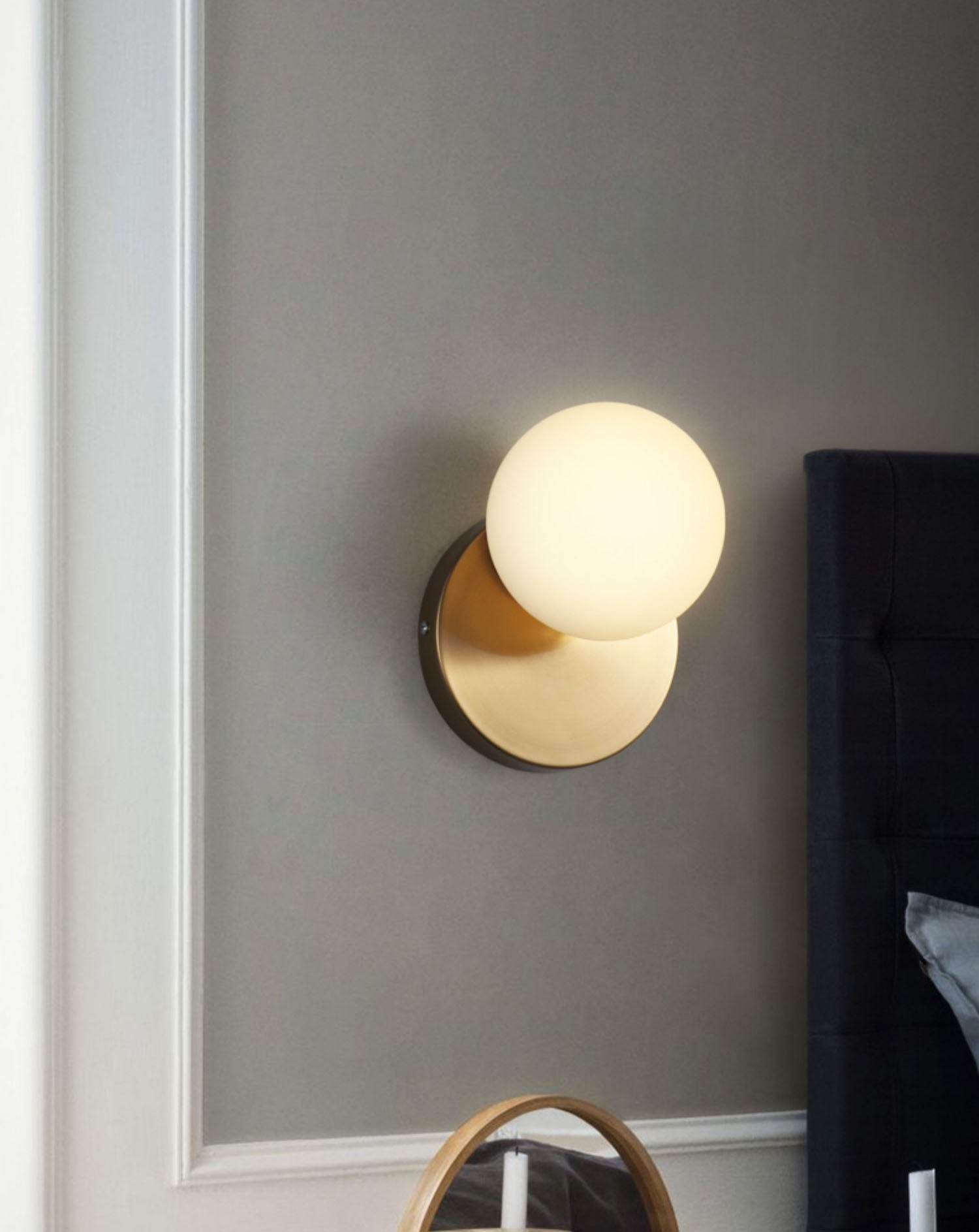 Minimalist Style Global Sconce Light Fixture Glass Bedroom Wall Lighting Fixture in Gold