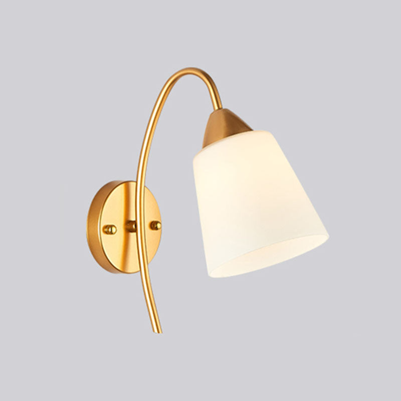 Luce di vetro contemporanea a parete da parete ombreggiata oro per camera da letto