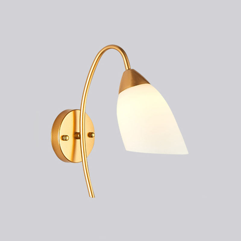 Luce di vetro contemporanea a parete da parete ombreggiata oro per camera da letto