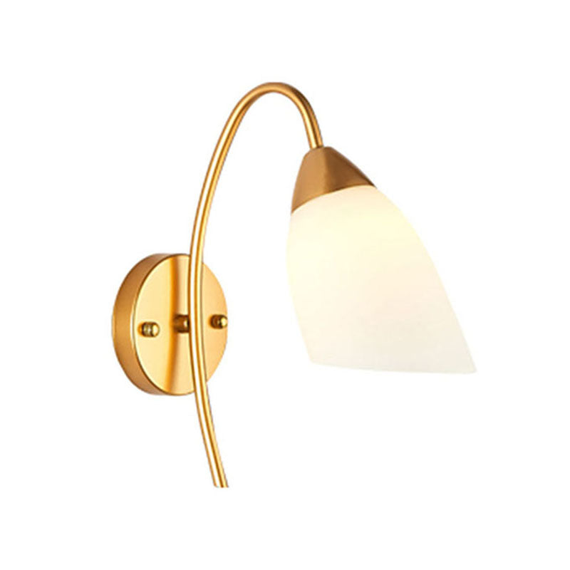 Luce di vetro contemporanea a parete da parete ombreggiata oro per camera da letto