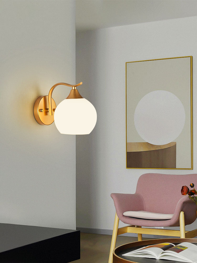 Luce di vetro contemporanea a parete da parete ombreggiata oro per camera da letto