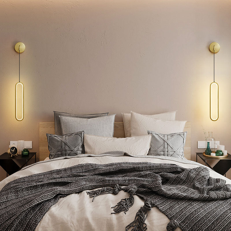 Oval Wall Mount Light Fixture Simplicity Style Metal LED Bedroom Wall Light Sconce