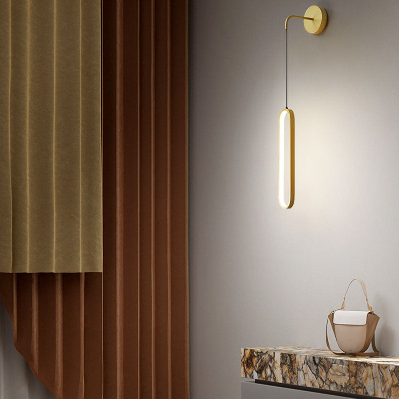 Oval Wall Mount Light Fixture Simplicity Style Metal LED Bedroom Wall Light Sconce