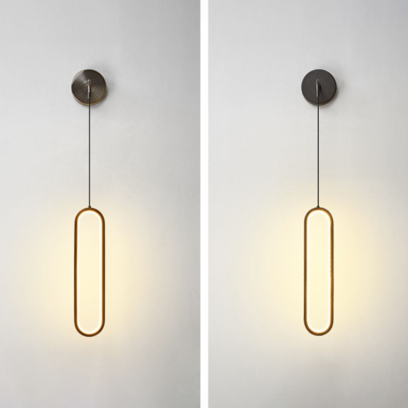 Oval Wall Mount Light Fixture Simplicity Style Metal LED Bedroom Wall Light Sconce