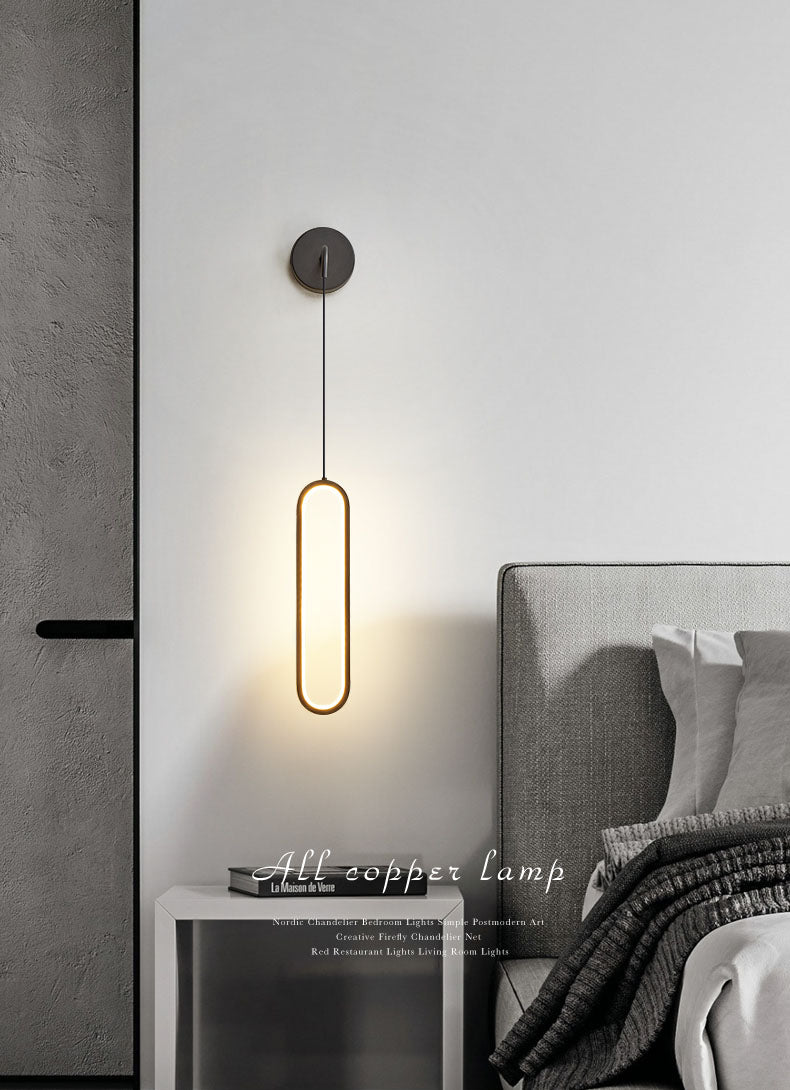 Oval Wall Mount Light Fixture Simplicity Style Metal LED Bedroom Wall Light Sconce