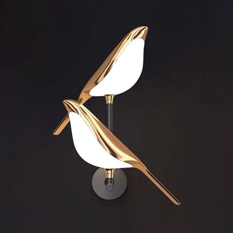 Contemporary Bird Gold Wall Light Sconces Acrylic Wall Mount Lamp for Living Room