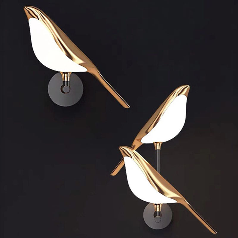Contemporary Bird Gold Wall Light Sconces Acrylic Wall Mount Lamp for Living Room