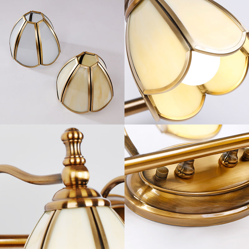 Brass Contemporary Armed Wall Mounted Light Fixture Glass Sconce Light for Bathroom