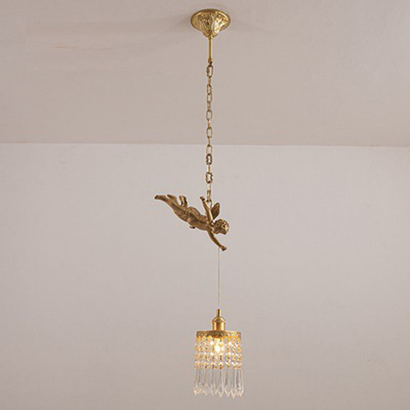 1 Light Cylinder Pendant Lighting Modern Crystal Pendant Ceiling Lights for Restaurant