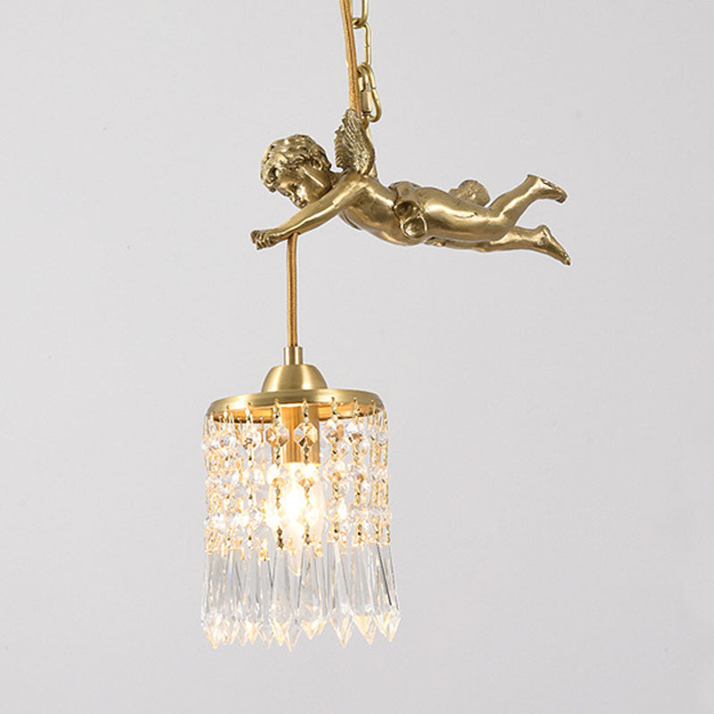 1 Light Cylinder Pendant Lighting Modern Crystal Pendant Ceiling Lights for Restaurant