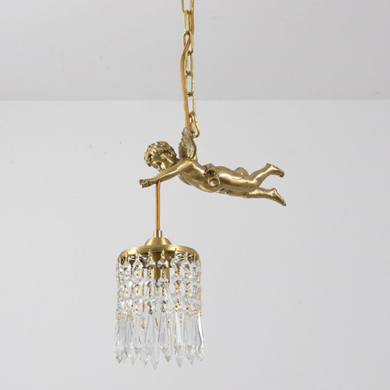 1 Light Cylinder Pendant Lighting Modern Crystal Pendant Ceiling Lights for Restaurant